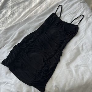 Shape black slinky ruched bodycon dress